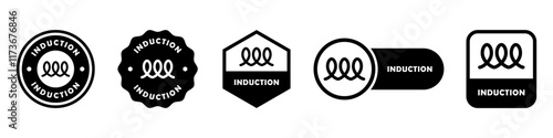 Induction - vector signs for electric appliance label.
