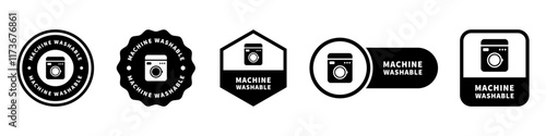 Machine Washable - vector signs for clothes label.
