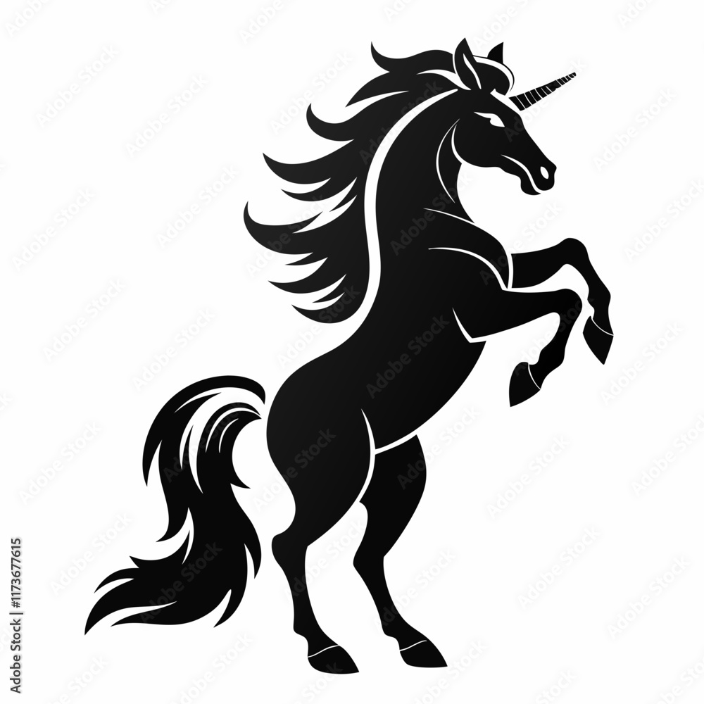 Obraz premium animal, vector, horse, silhouette, illustration, black, design, wild, mammal, symbol, icon, stallion, mane, speed, unicorn, white, farm, fantasy, nature, graphic, equine, beautiful, mythology, mustang