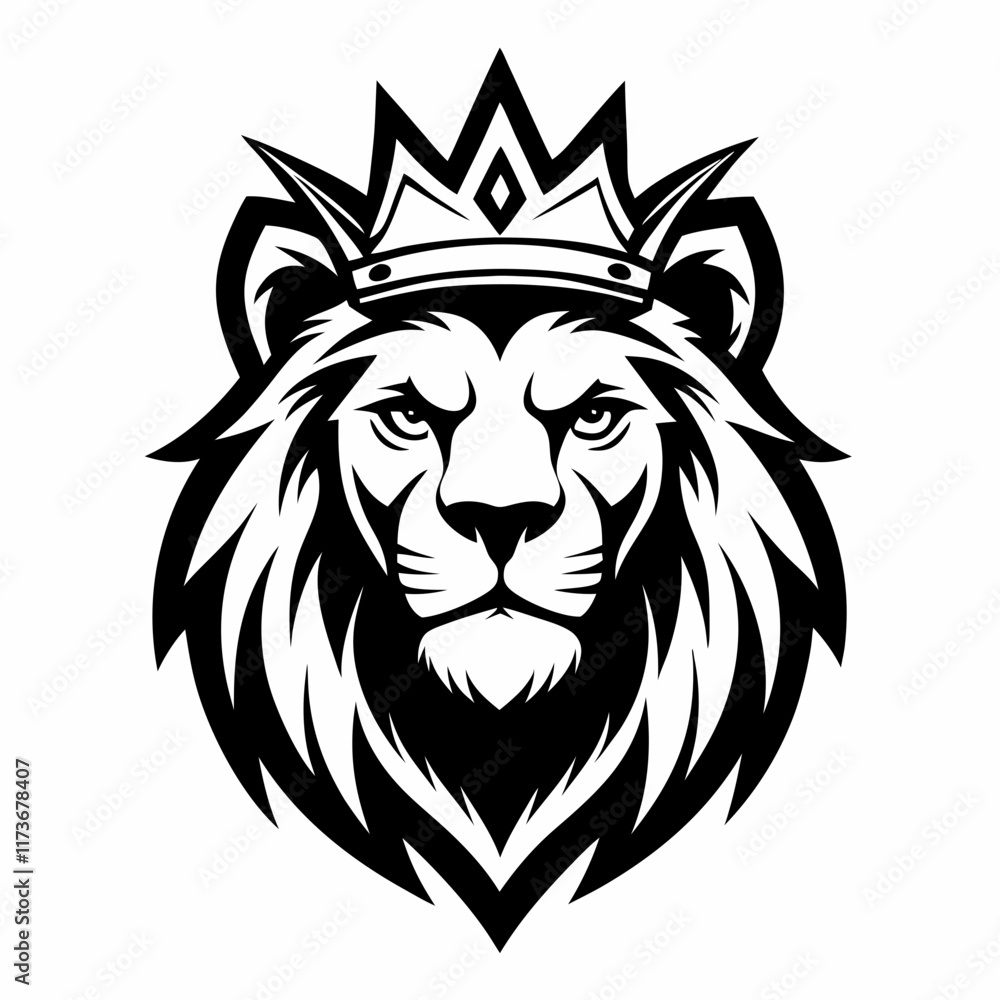 Fototapeta premium lion, logo, animal, vector, king, power, mascot, wild, strength, face, crown, luxury, predator, strength, roar, pride, royal, modern, business, marketing, branding, majestic, fierce, regal, authority