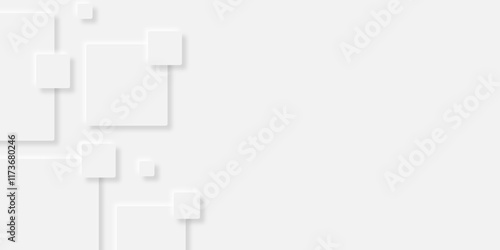 Abstract grey square shape with futuristic concept background.gray paper squares in bright light with shadows.neomorphism Abstract blurred background with Geometric light & white Space design concept