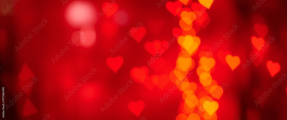 © Kornienko Alexandr - Red and orange blurred hearts creating romantic valentine's day background
