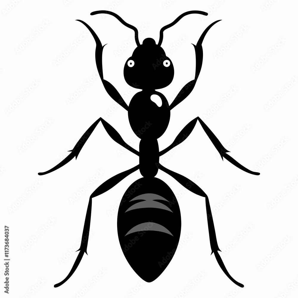 Ant vector silhouette black design white background Ant vector silhouette black design white background