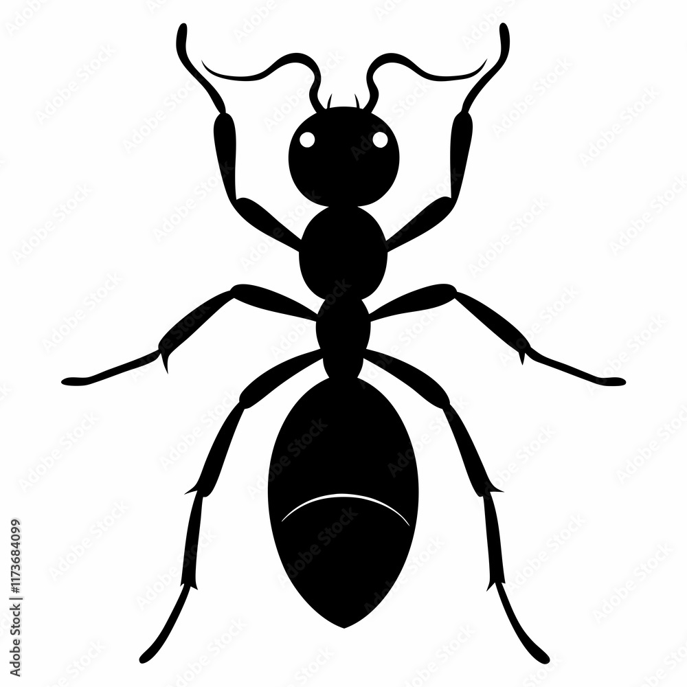 Ant vector silhouette black design white background Ant vector silhouette black design white background