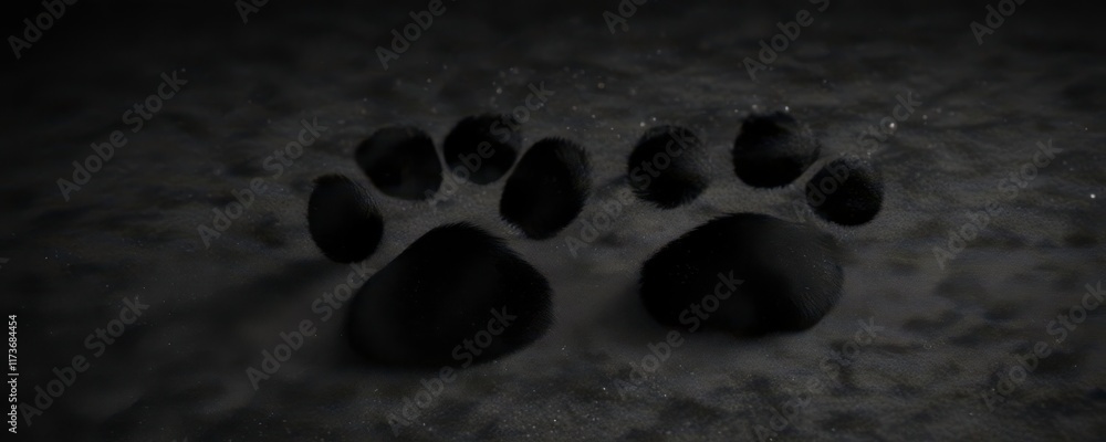 Black paw print on black velvet with subtle sparkle, animal print, african inspired Black paw print on black velvet with subtle sparkle, animal print, african inspired