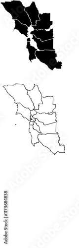 San Francisco Bay Area Outline (9 Counties) Silicon Valley California West Coast United States San Jose Oakland 