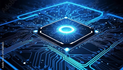 Illuminated Microchip Circuit Board Technology photo