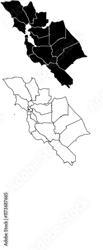 San Francisco Bay Area Outline (Extended Counties) San Jose Silicon Valley Oakland California United States West Coast