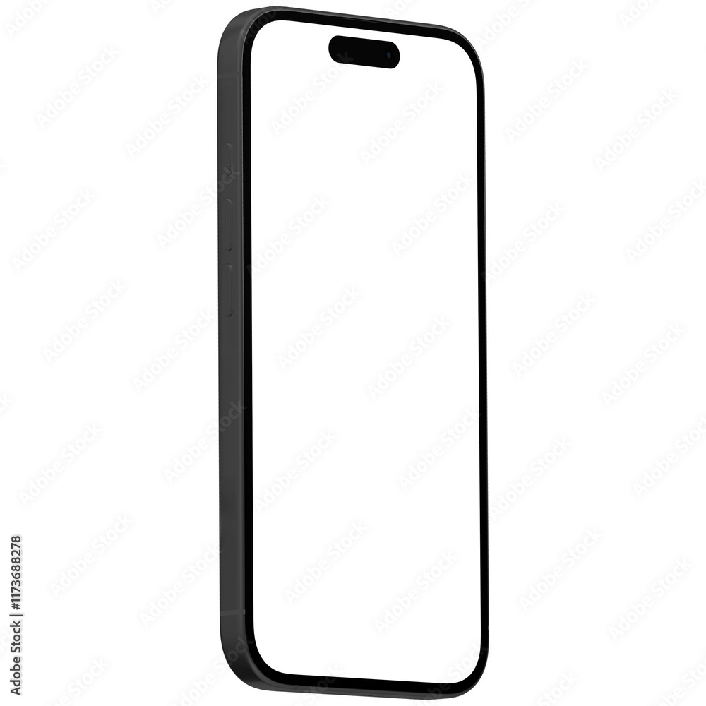 Black smart phone 16 mockup template. Transparent png. Blank screen. Frame only. Isometric Black smart phone 16 mockup template. Transparent png. Blank screen. Frame only. Isometric