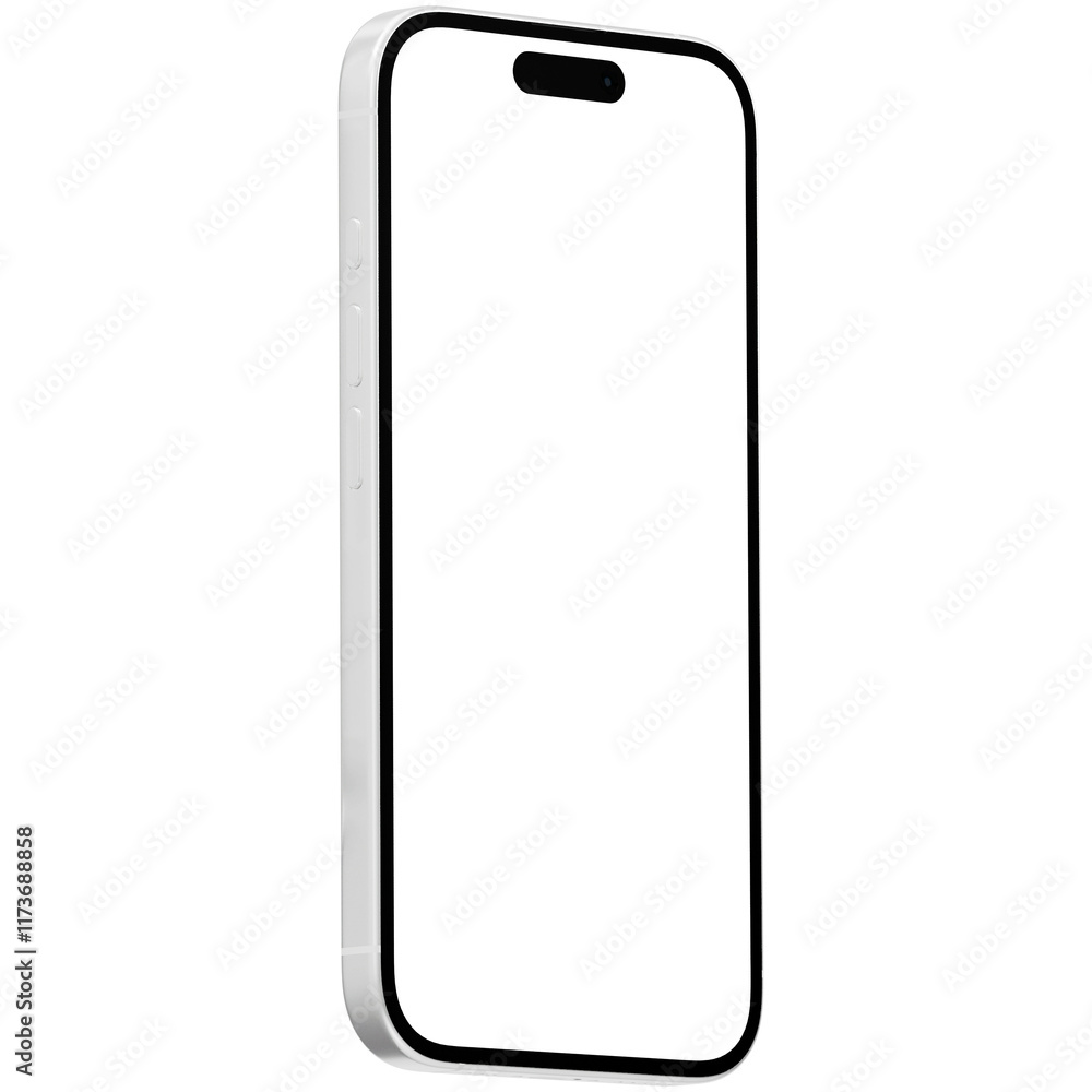 White smart phone 16 mockup template. Transparent png. Blank screen. Frame only. Isometric White smart phone 16 mockup template. Transparent png. Blank screen. Frame only. Isometric
