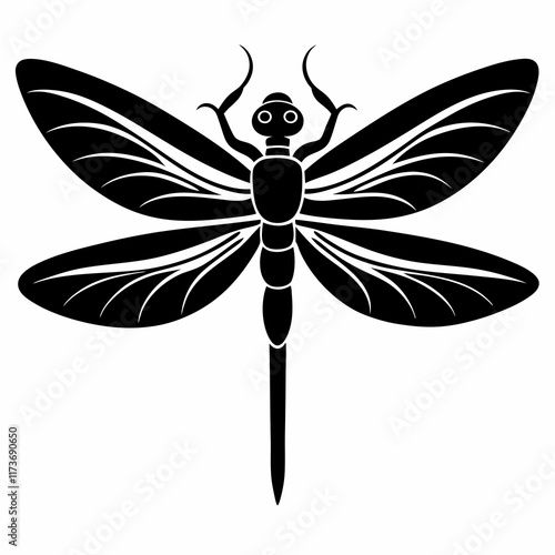 Dragonfly vector silhouette black design white background