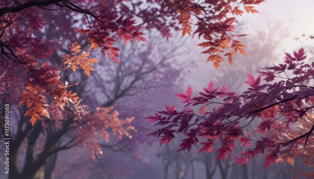 Delicate purple leaves rustling in autumn breeze , foliage, trees Delicate purple leaves rustling in autumn breeze , foliage, trees