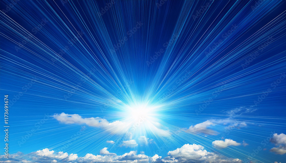 a sun is shining via the sky blue anime art work ai generated photo a sun is shining via the sky blue anime art work ai generated photo