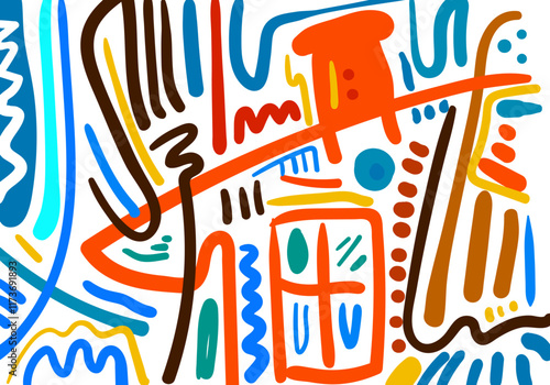 Abstract hand drawn organic shapes background.