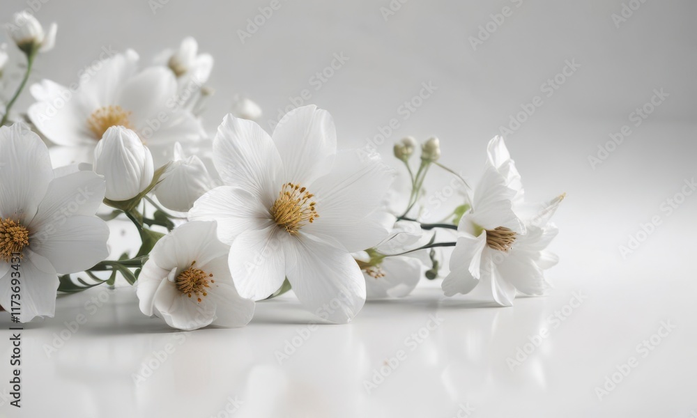 Delicate floral design on minimalist white surface, surface, floral Delicate floral design on minimalist white surface, surface, floral