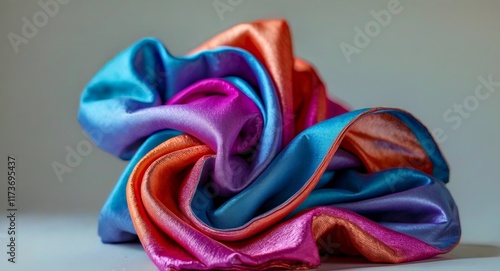 Vibrant Silk Fabric with Rich Color Contrast photo