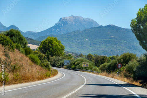 Summer in national park la Sierra de Grazalema, Andalusian white villages touristic route in Spain