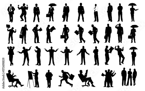 Business People  silhouette, vector, illustration, silhouettes, outline, collection, black, pack, set, art, character, graphic, drawing, stickers, streetwear, t-shirts, logos, print-on-demand, print, 