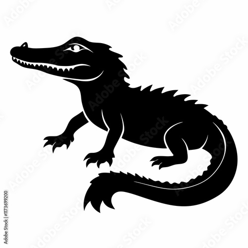 Alligator vector silhouette black design white background