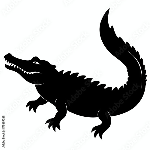 Alligator vector silhouette black design white background