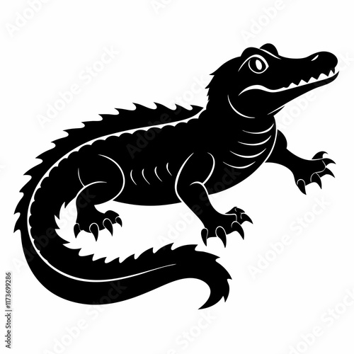 Alligator vector silhouette black design white background