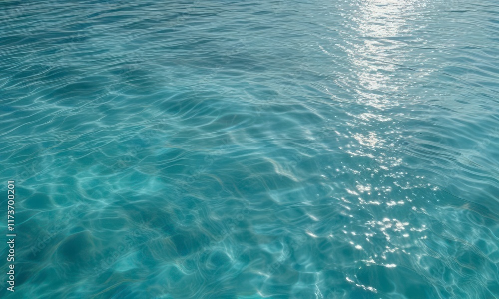 Obraz premium Gentle morning light dance on ripples of abstract turquoise blue water surface, turquoise, surface
