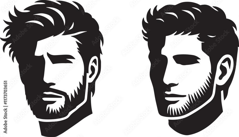 Creative human man face black soild silhouette logo icon set, drawing head isolated on white background. Clipart element person vector bundle Creative human man face black soild silhouette logo icon set, drawing head isolated on white background. Clipart element person vector bundle