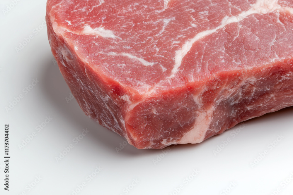 Obraz premium Piece of raw meat on a white background close-up