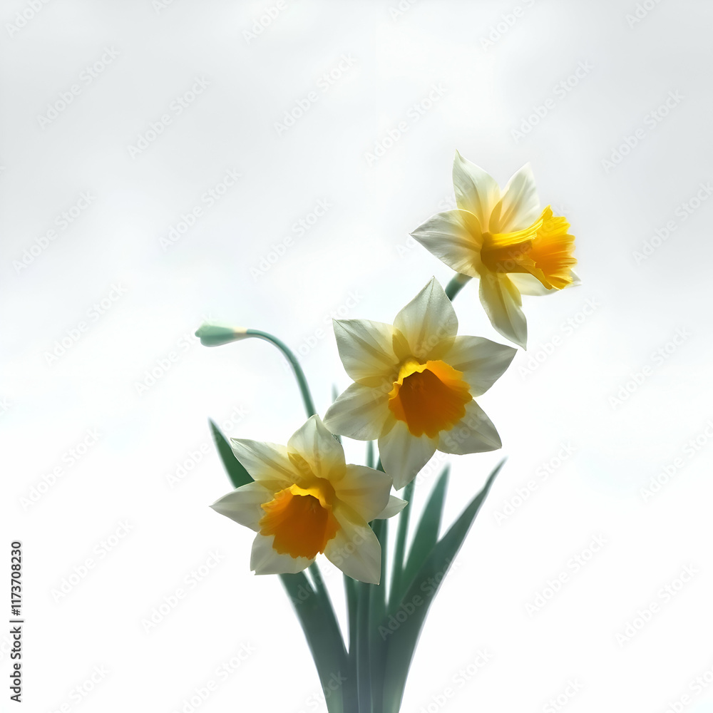 daffodils isolated on white background 