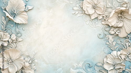 Elegant floral design with white flowers on soft blue background