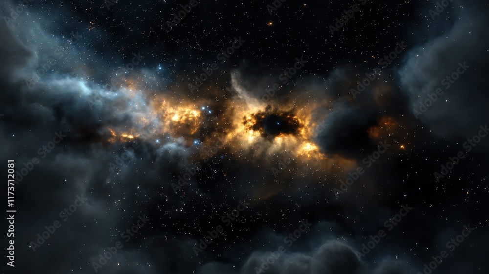 A dark sky with a few stars and a cloud A dark sky with a few stars and a cloud