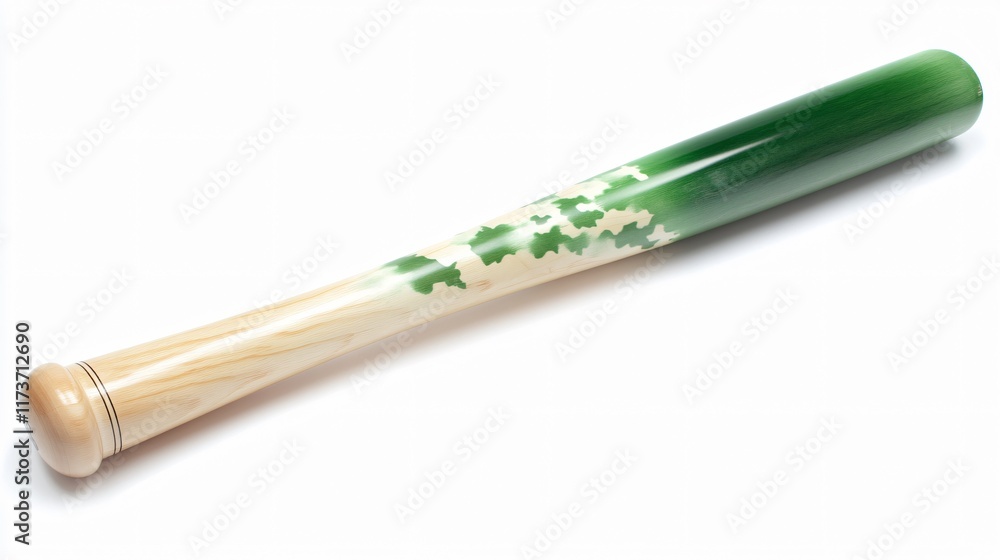 Fototapeta premium Unique Green Camo Baseball Bat Wooden Sport Equipment
