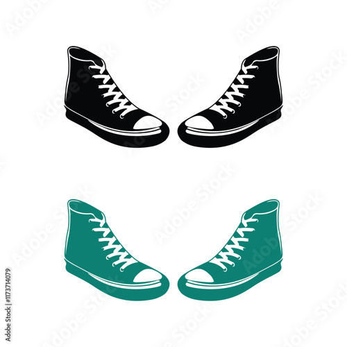 sneaker shoes silhouettes with color versions with white background vector illustration