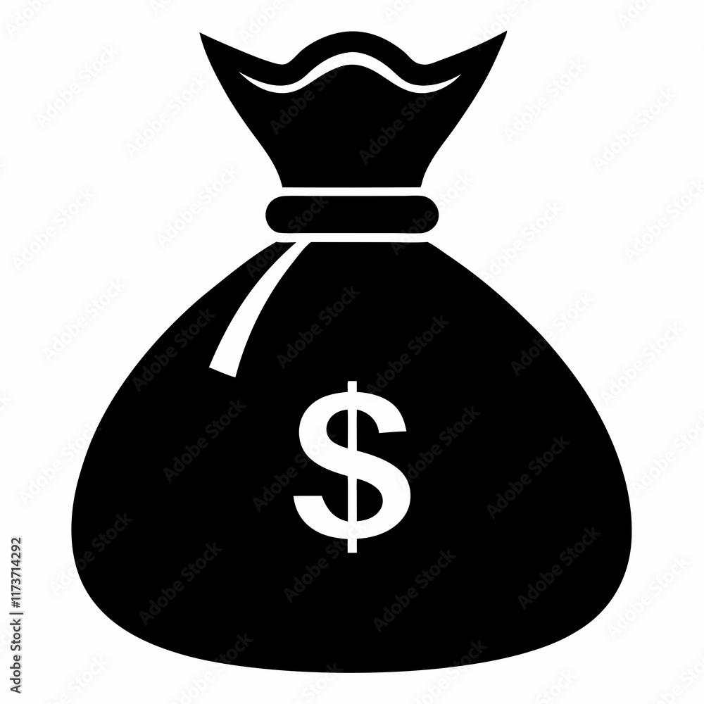 Money Bag Silhouette Vector Icon Money Bag Silhouette Vector Icon
