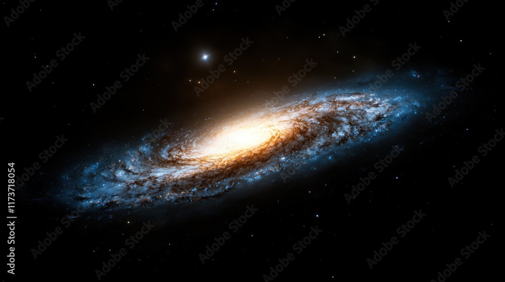 Fototapeta premium A spiral galaxy with a bright star in the center