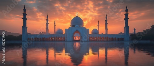 Sunset Mosque Reflection.