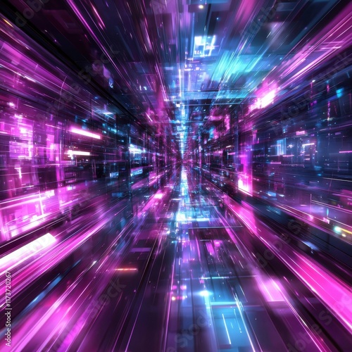 Wallpaper Mural Dynamic quantum light beams abstract visualization digital space graphic design futuristic environment perspective view Torontodigital.ca