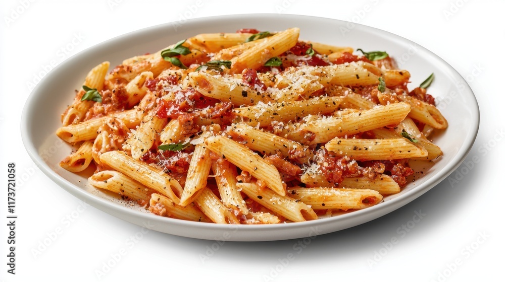 A plate of pasta with cheese and meat A plate of pasta with cheese and meat