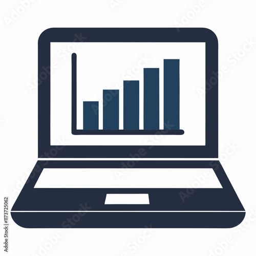 Silhouette Vector Laptop with Chart Icon