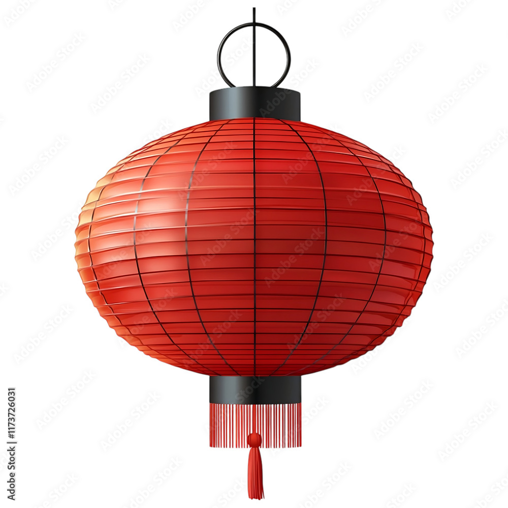 Obraz premium traditional red Chinese lantern isolated on transparent background png. decorative element stickers for Chinese lunar new year