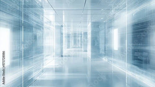 Wallpaper Mural Futuristic digital abstract event sci-fi wireframe grids high-tech corridor virtual environment perspective viewpoint Torontodigital.ca