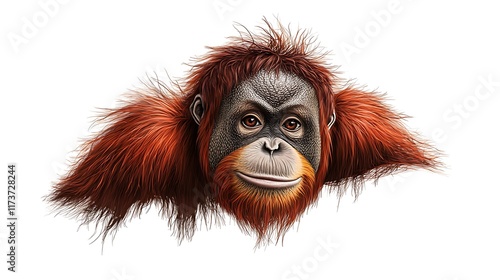 Orangutan Portrait: A Detailed Digital Painting of a Bornean Orangutan AI Generated photo