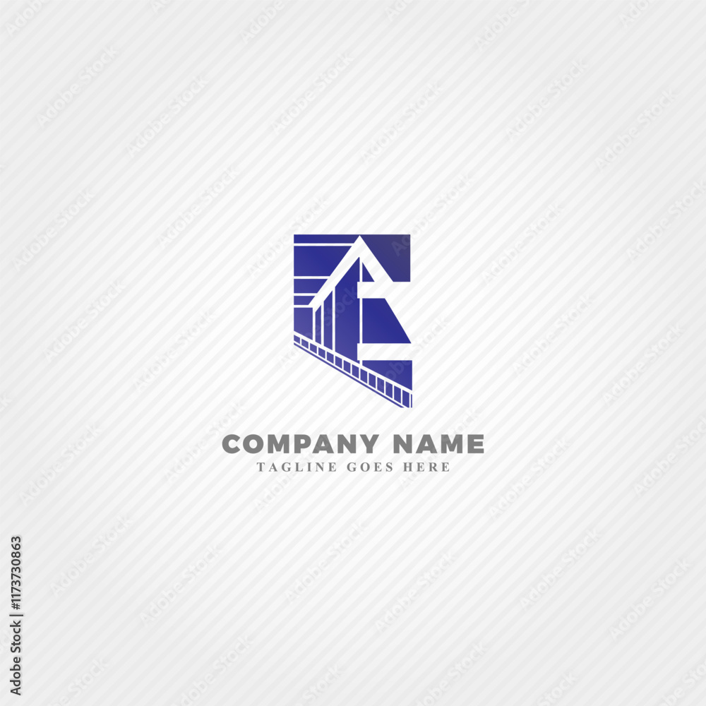 Bridge logo combined with initial letter E Bridge logo combined with initial letter E