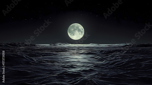 A lone moonrise over a vast cratered lunar terrain, rise, space. Moonrise. Illustration photo