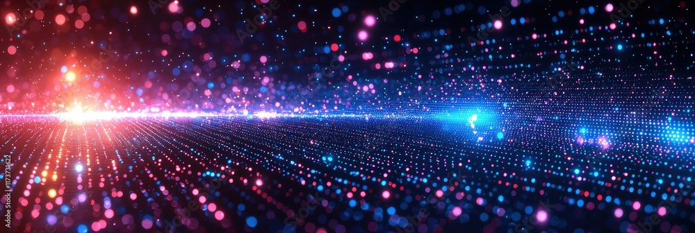 Fototapeta premium Abstract colorful glowing particles background.