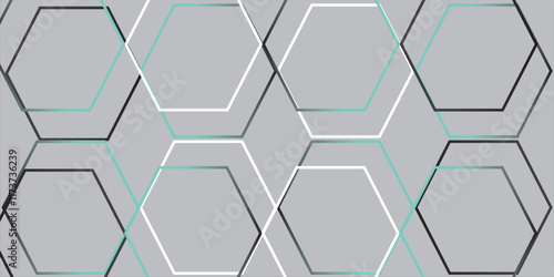 White 3d hexagonal technology vector abstract background. Blue bright energy flashes under hexagon in modern technology futuristic background vector illustration. White honeycomb texture grid.