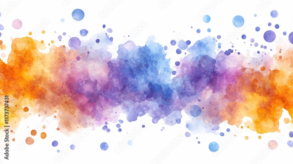 Fototapeta premium Abstract watercolor wash in orange, purple, and blue.