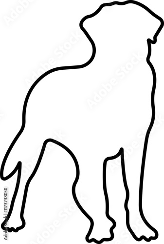 Dog icon in line style. Pet, animal, tail, barking, purring, guard, watchdog, guide, courtship, care, training black dog. Vector for apps or website. isolated on transparent background