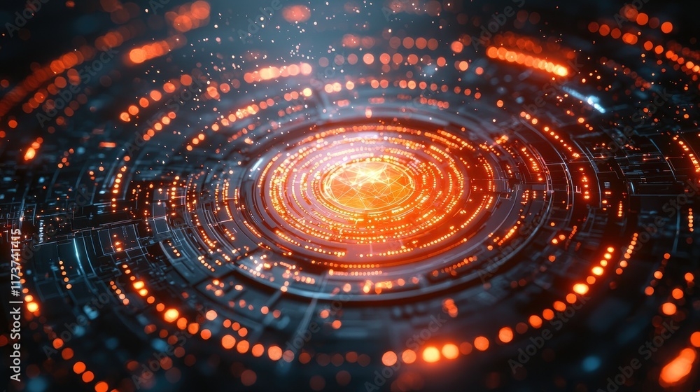 Obraz premium Abstract glowing circular tech interface.