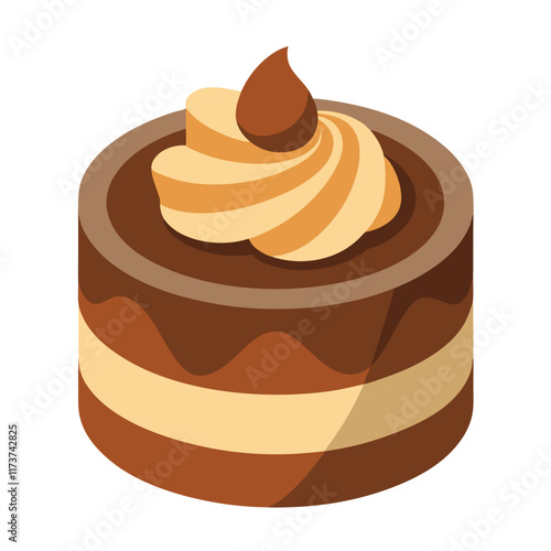 Mini Chocolate Mousse Cake Vector Illustration ? Clipart, Cartoon & Line Art Design.eps